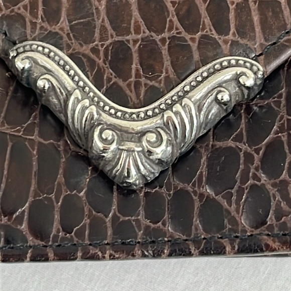Vintage Brighton Wallet Croc Embossed Leather, Brown Envelope Style - Picture 3 of 15